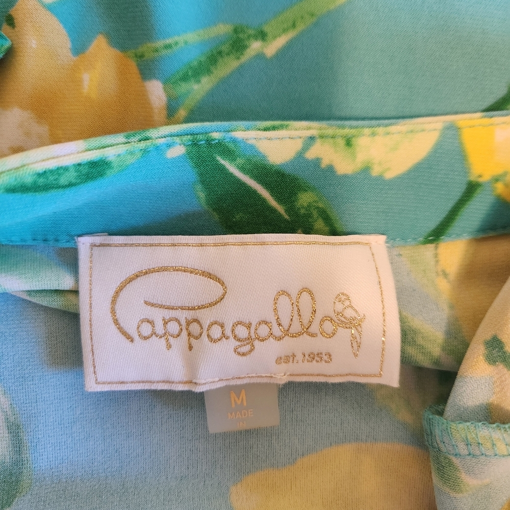 Pappagallo Women's Lemon Ruffle Top Blouse Size M Stretch - Picture 5 of 9